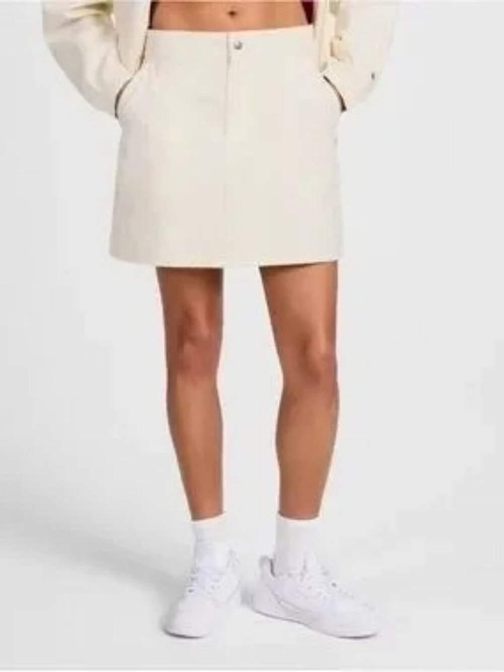 Champion Women's Ivory High-Waisted Cotton Skirt Size 2 With Pockets